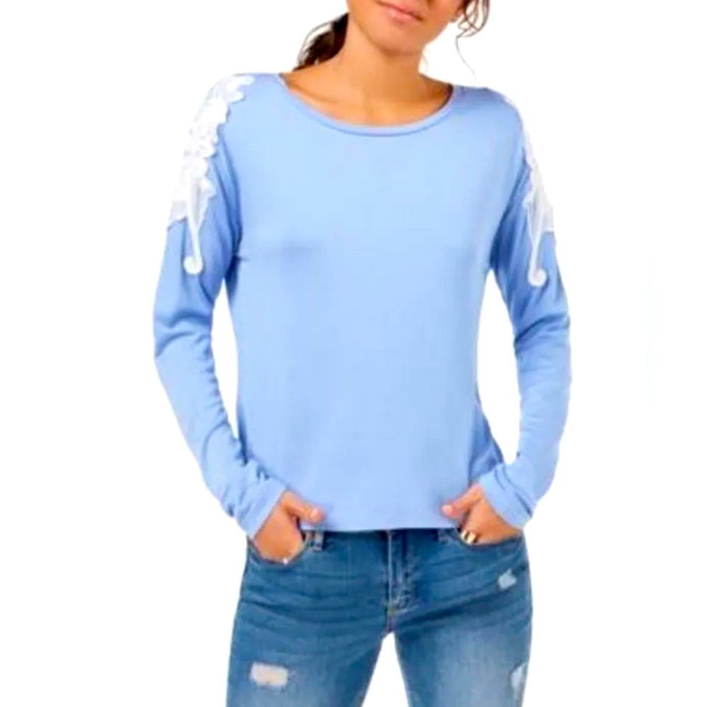 One Hart Juniors Embroidered Long Sleeve Periwinkle Blue M